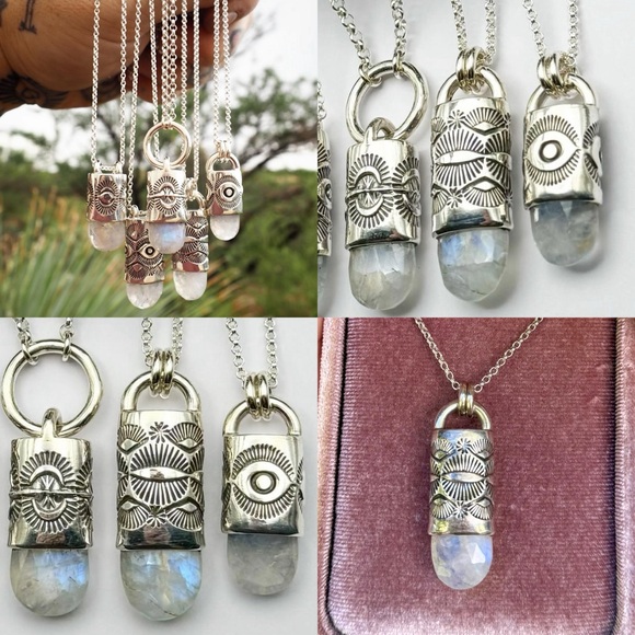 Numi Olive Jewelry - Like New Numi Olive Flashy Moonstone Sterling Silver Talisman Necklace